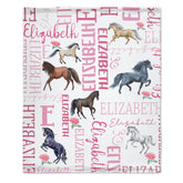 Personalized Floral Horse Baby Blanket - Gift for baby, Custom Name Blanket